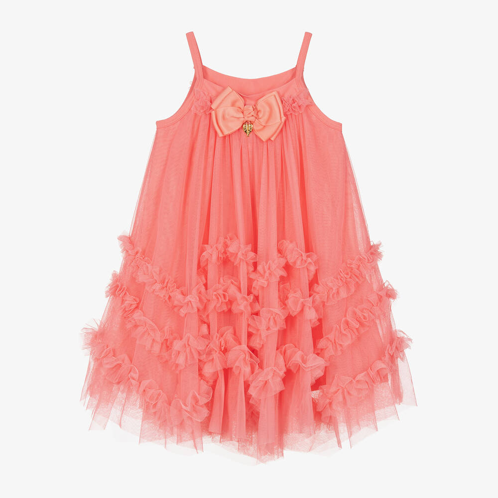 Angel's Face-Girls Coral Pink Tulle Dress | Childrensalon Outlet