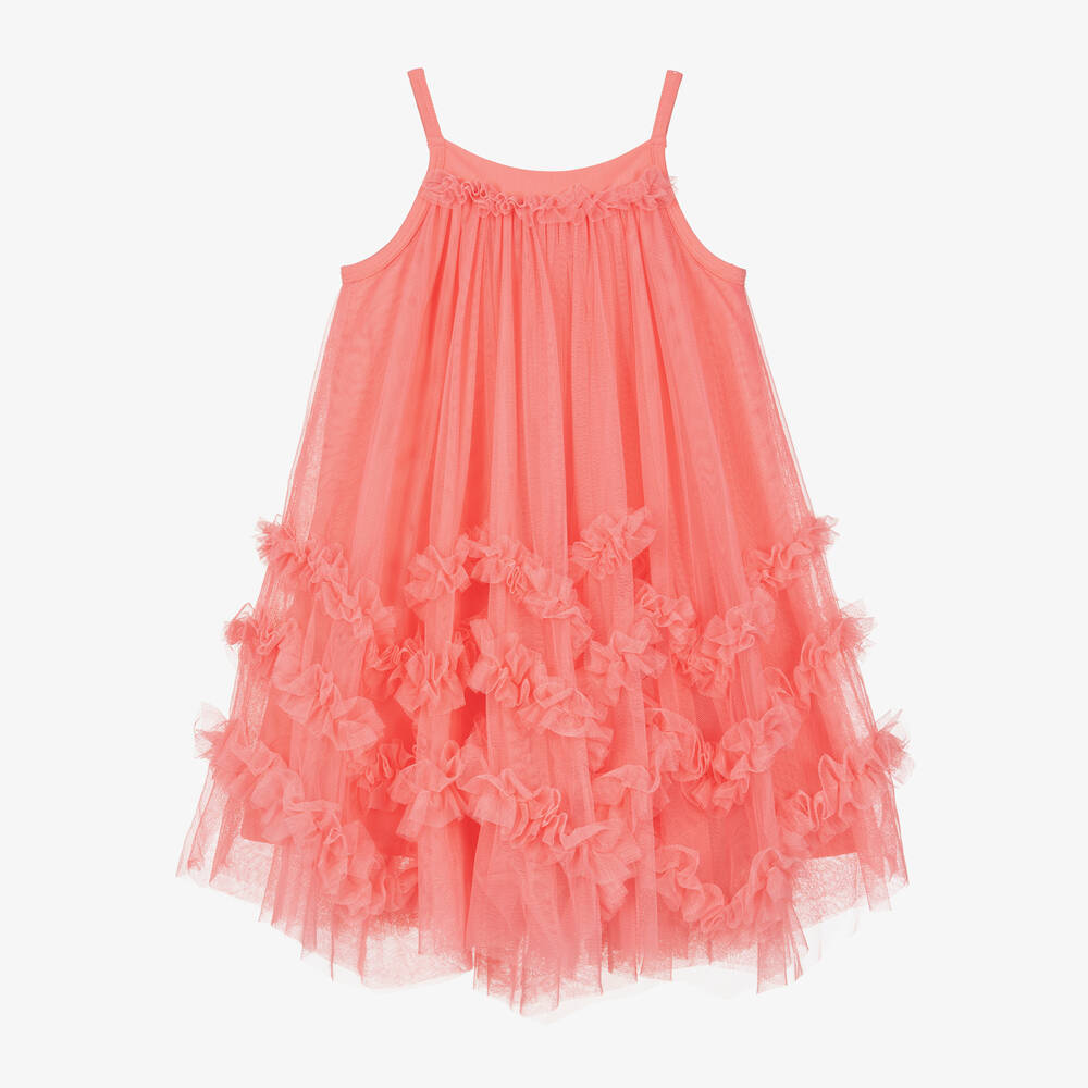 Angel's Face-Girls Coral Pink Tulle Dress | Childrensalon Outlet