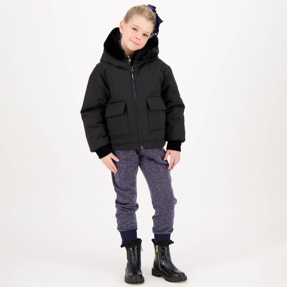 Angel's Face-Girls Dual-Sided Black Puffer | Childrensalon Outlet