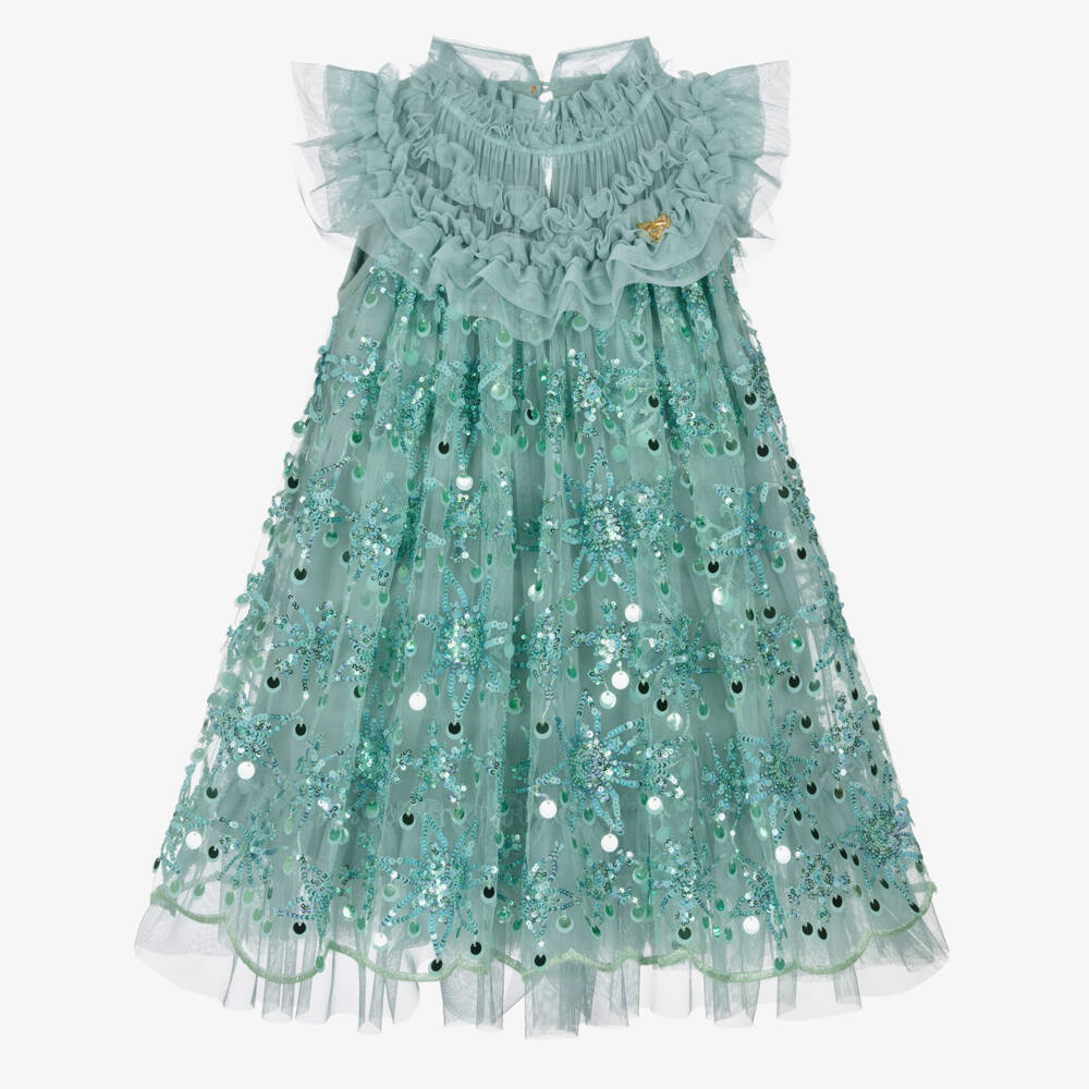 Angel's Face-Girls Duck Egg Green Sequin Dress | Childrensalon Outlet