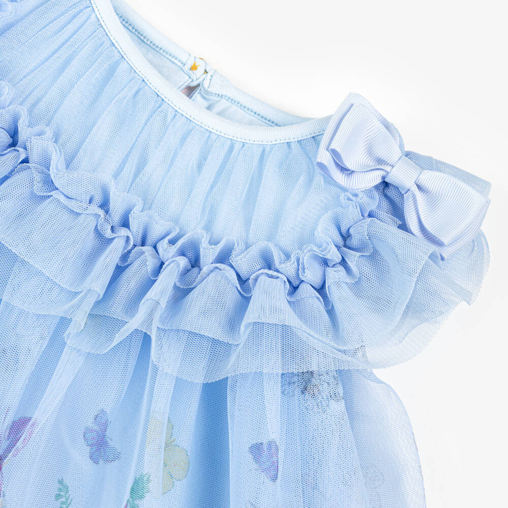 Angel's Face-Girls Dusky Blue Bunny Tulle Gown | Childrensalon Outlet