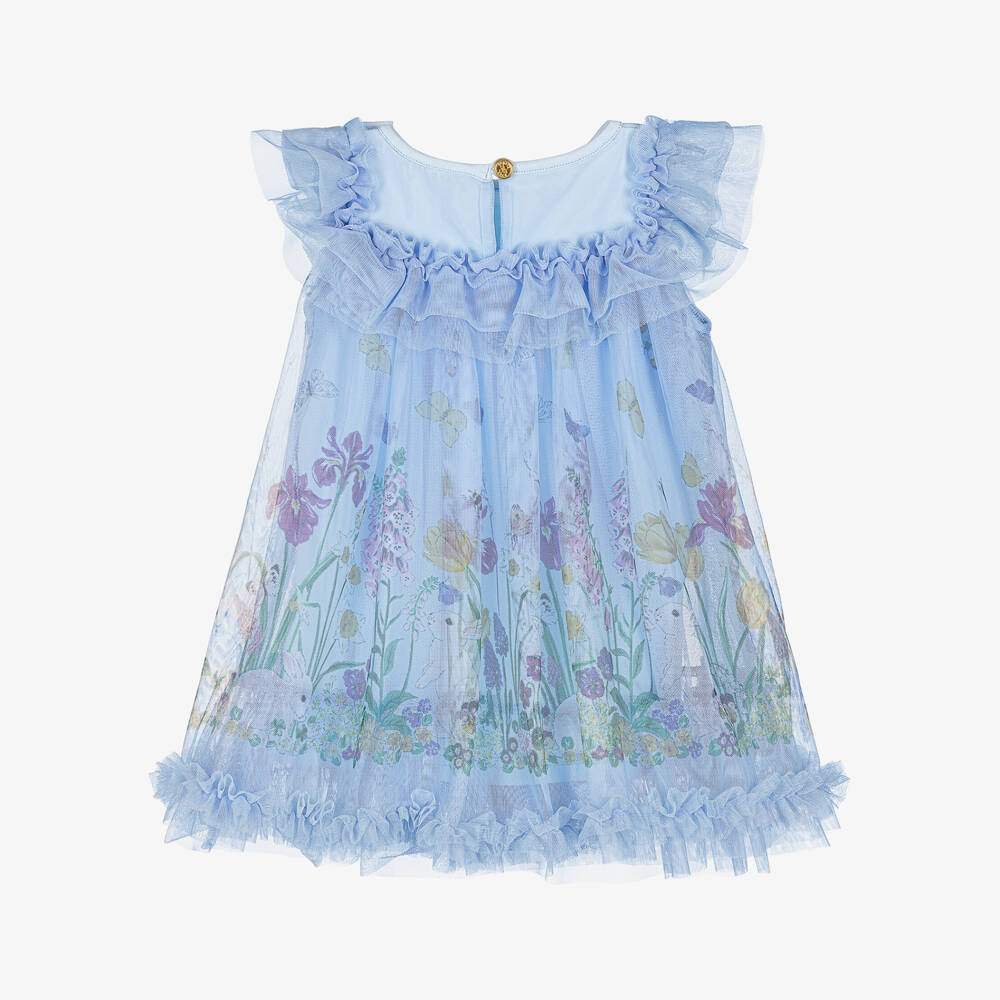 Angel's Face-Girls Dusky Blue Bunny Tulle Gown | Childrensalon Outlet