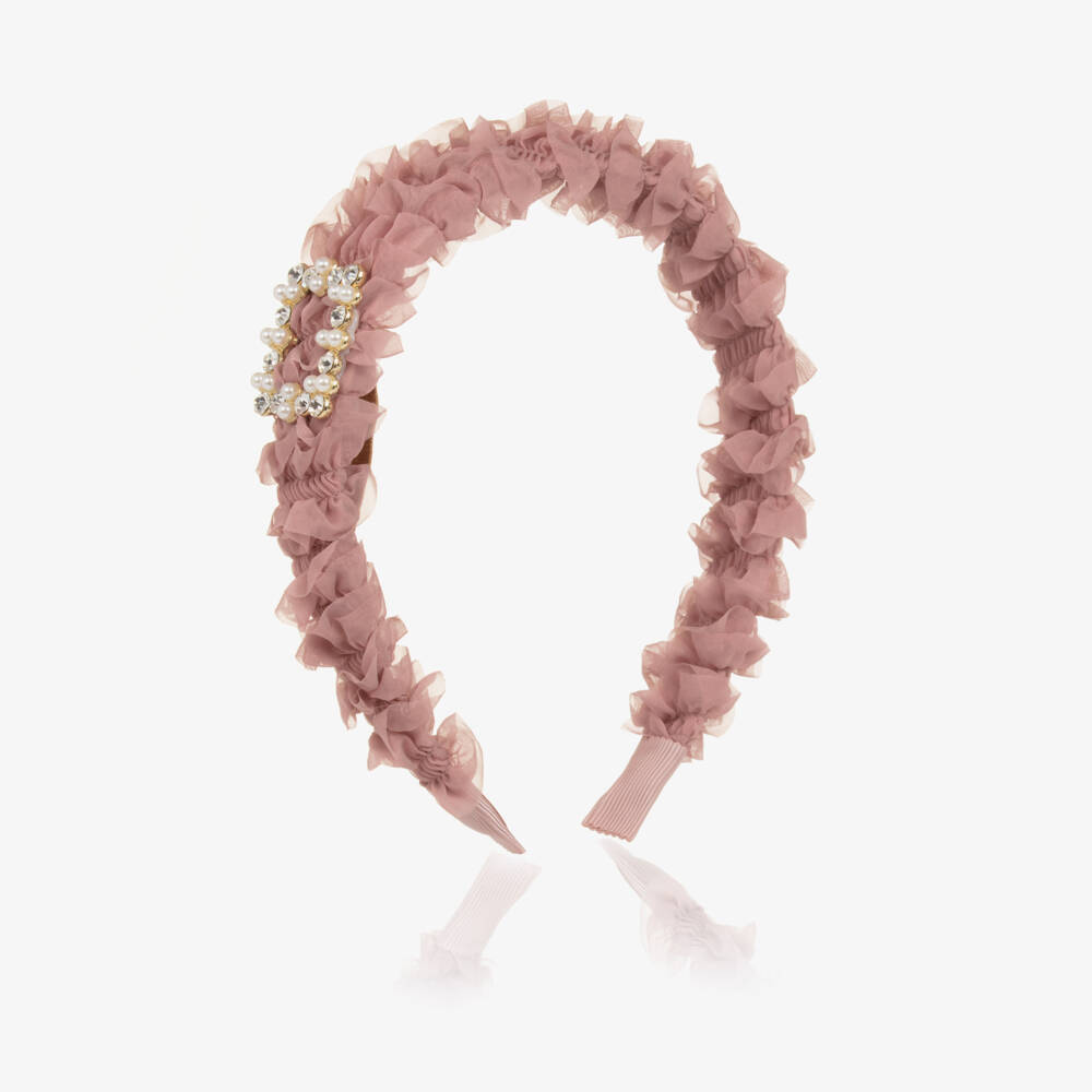 Angel's Face-Girls Dusky Pink Ruffle Headband | Childrensalon Outlet