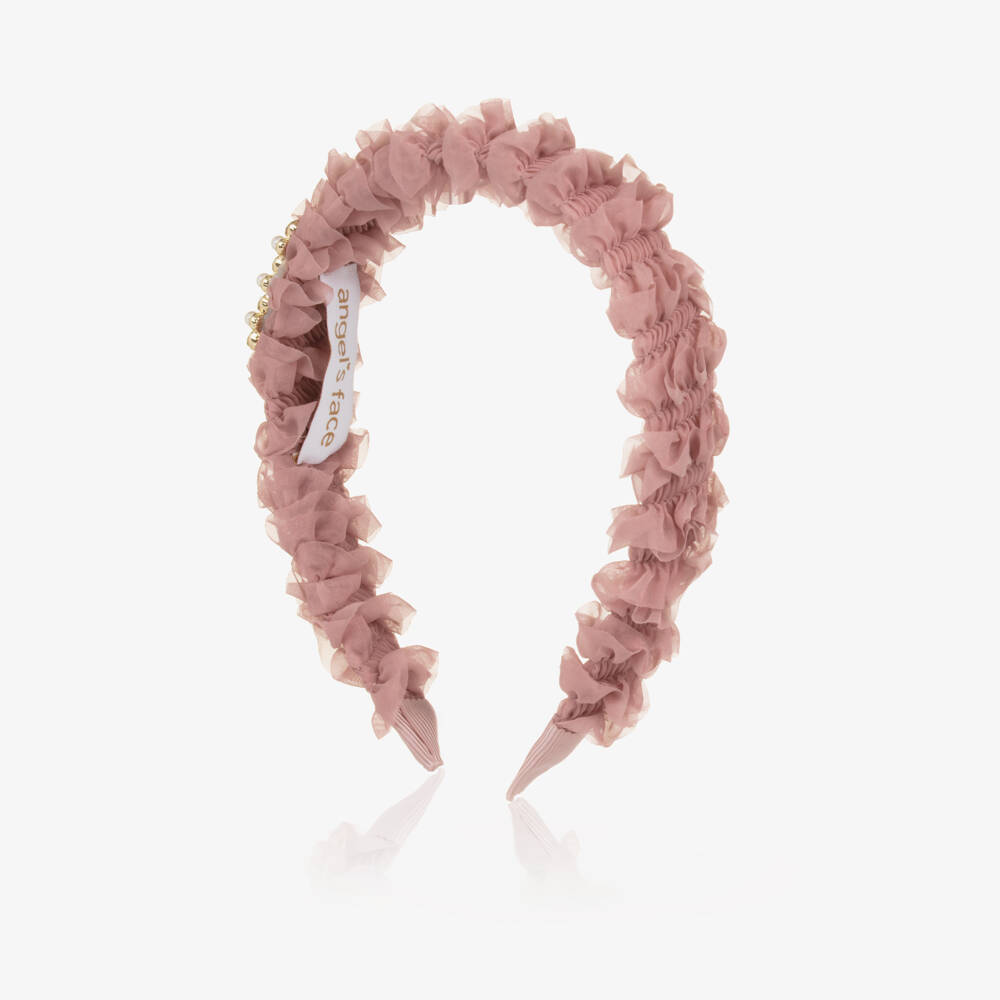 Angel's Face-Girls Dusky Pink Ruffle Headband | Childrensalon Outlet