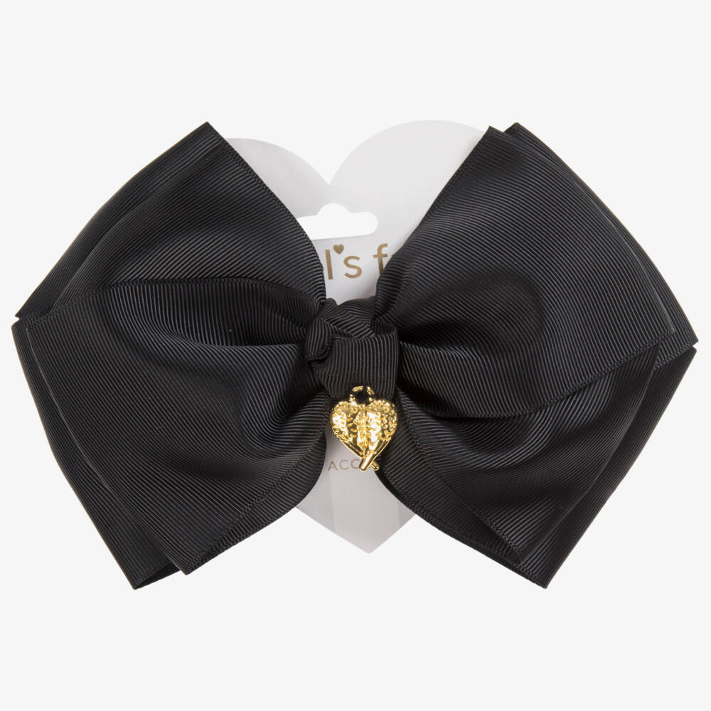 Angel's Face-Girls Elegant Black Grosgrain Bow Clip | Childrensalon Outlet