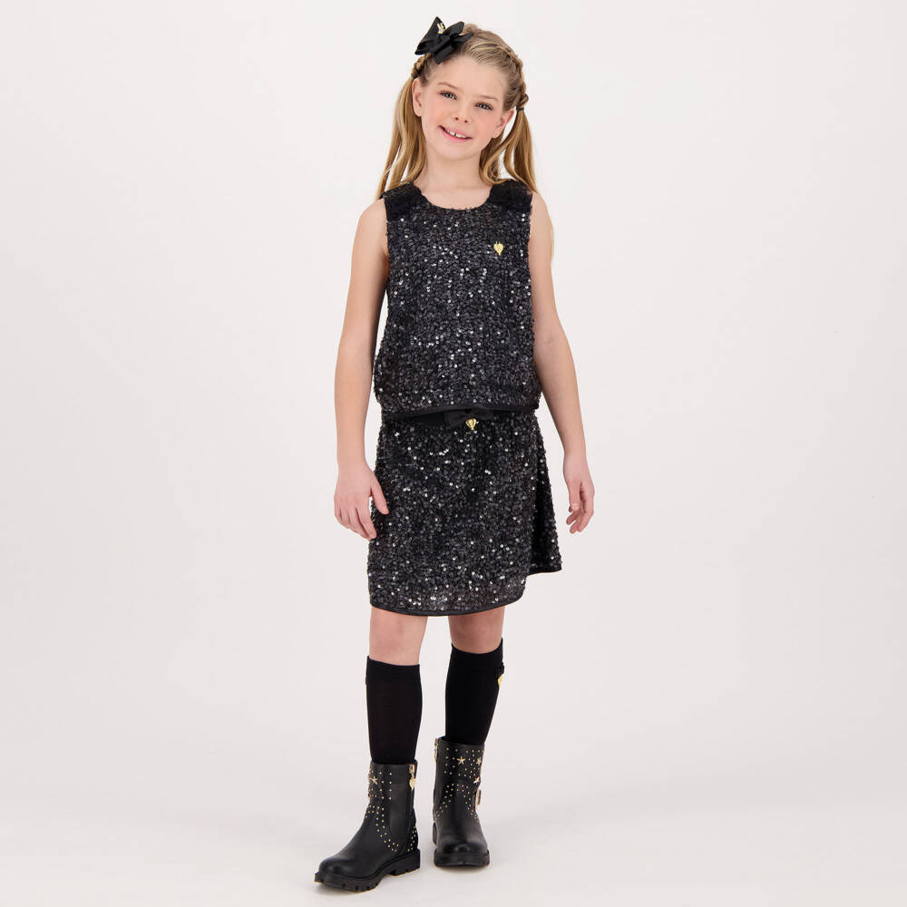 Angel's Face-Girls Elegant Black Sequin Skirt | Childrensalon Outlet