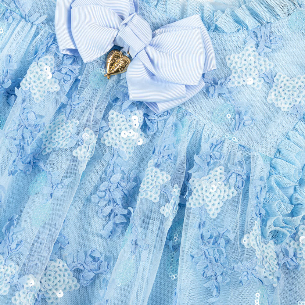 Angel's Face-Girls Elegant Blue Floral Sequin Dress | Childrensalon Outlet