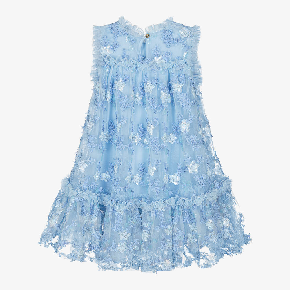 Angel's Face-Girls Elegant Blue Floral Sequin Dress | Childrensalon Outlet