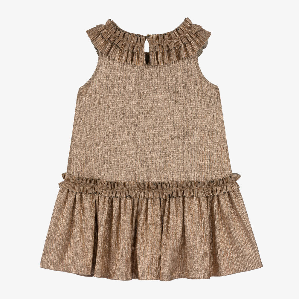 Angel's Face-Элегантное золотое платье в складку для девочек | Childrensalon Outlet
