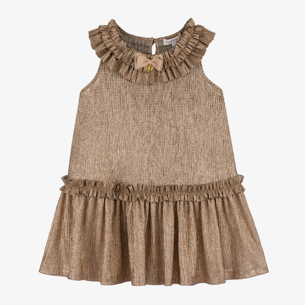 Angel's Face-Girls Elegant Gold Pleated Gown | Childrensalon Outlet