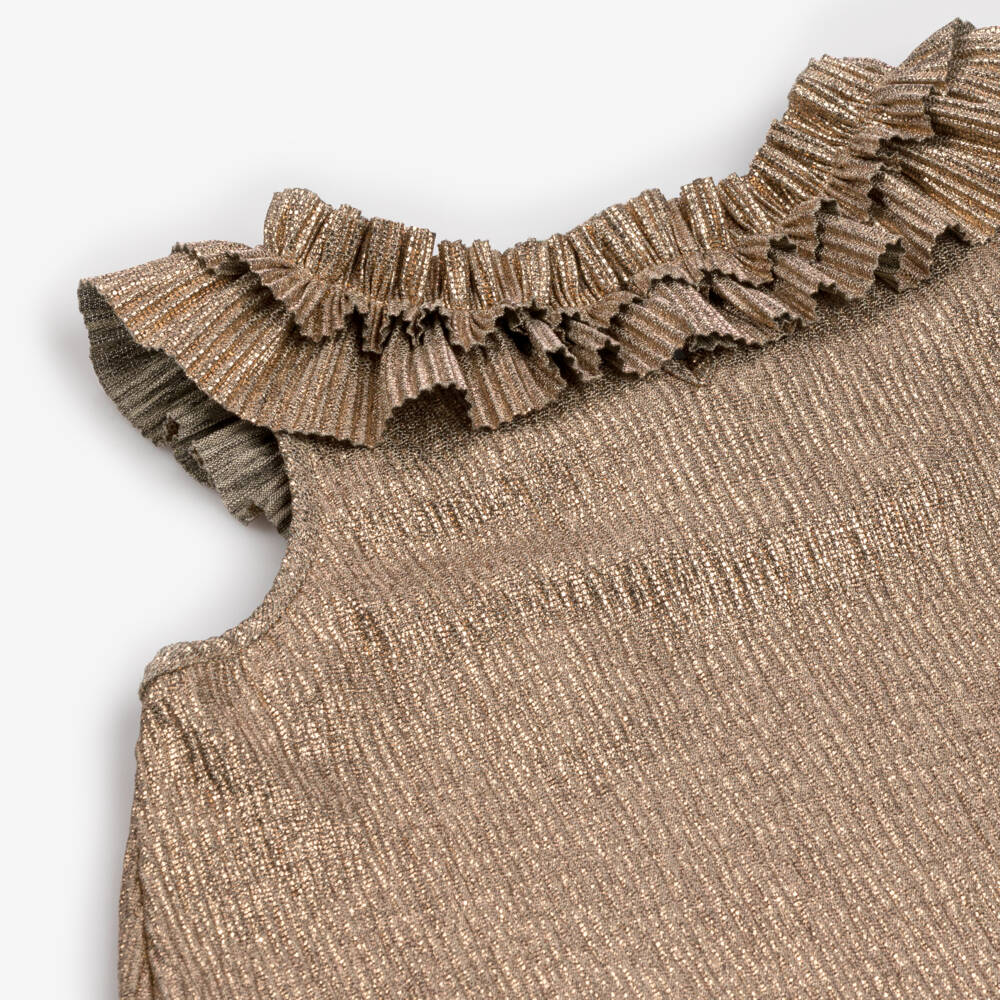Angel's Face-Элегантное золотое платье в складку для девочек | Childrensalon Outlet