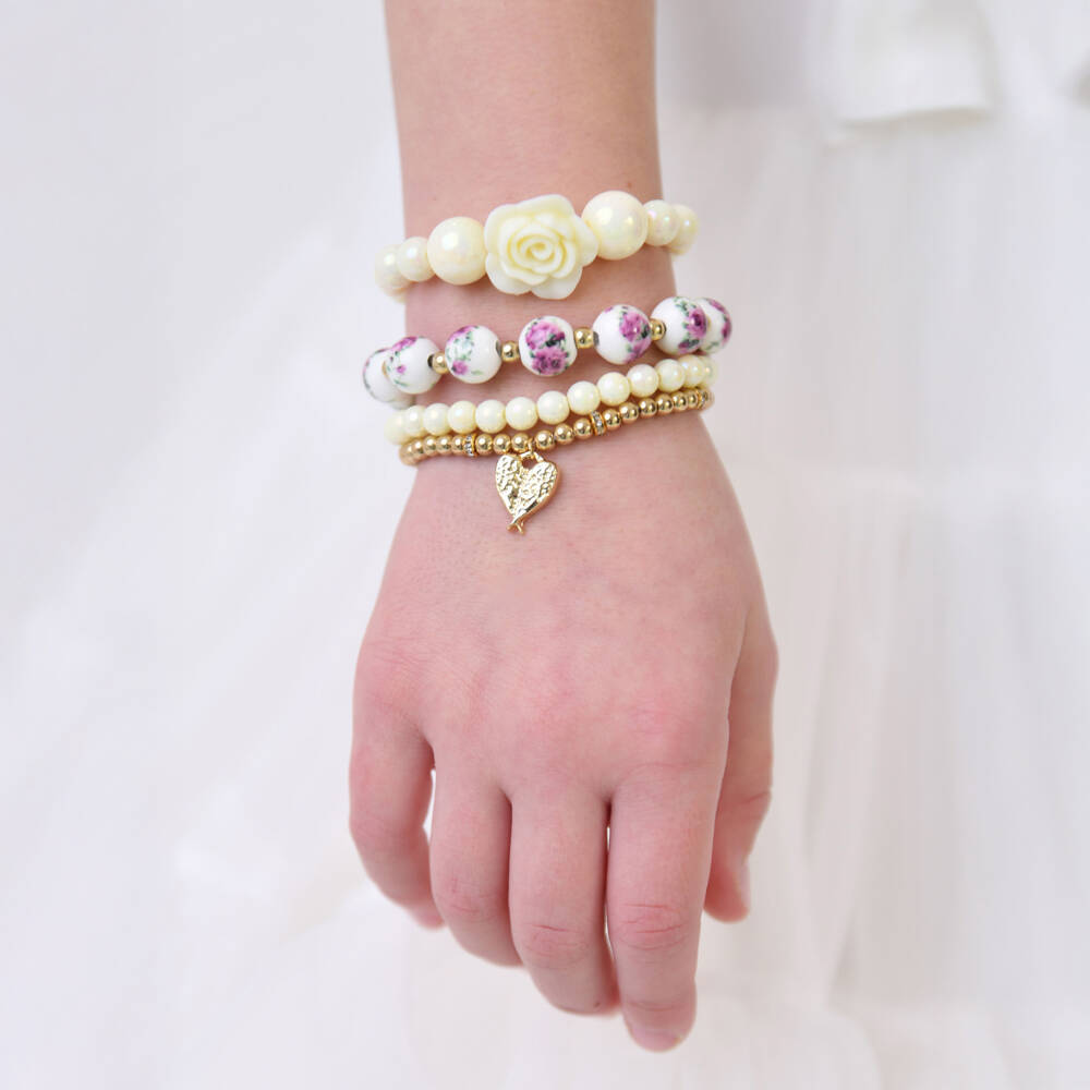 Angel's Face-Girls Elegant Ivory & Gold Bangles | Childrensalon Outlet