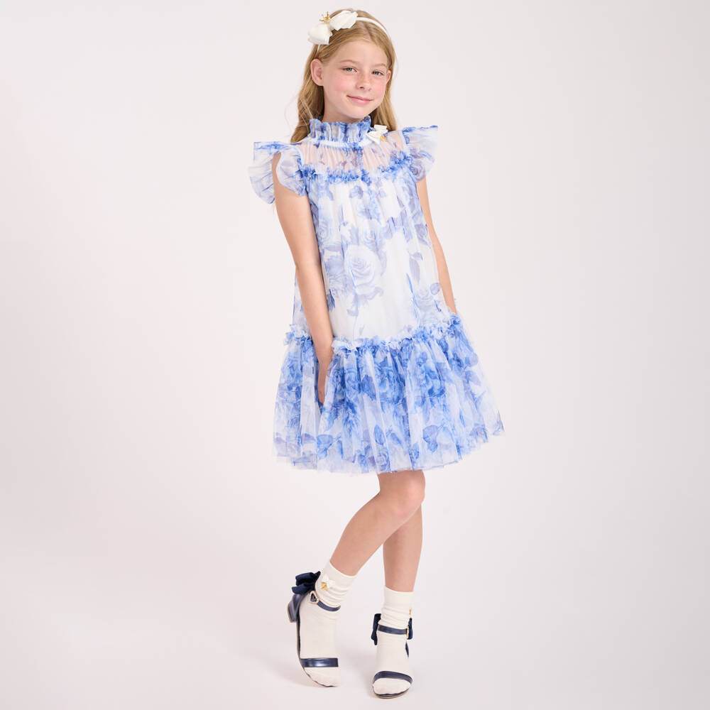Angel's Face-Girls Elegant Pearl Blue Bow Heels | Childrensalon Outlet