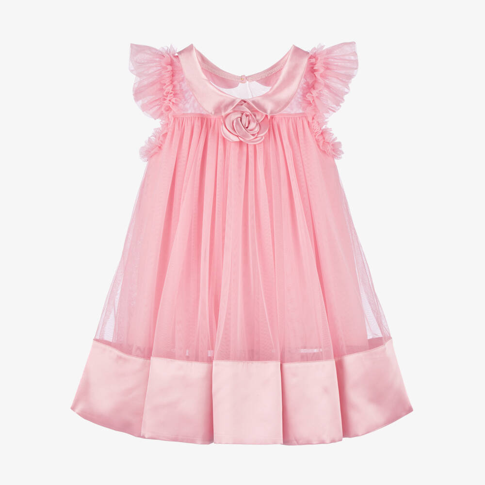 Angel's Face-Платье из розового атласа и фатина для девочек | Childrensalon Outlet