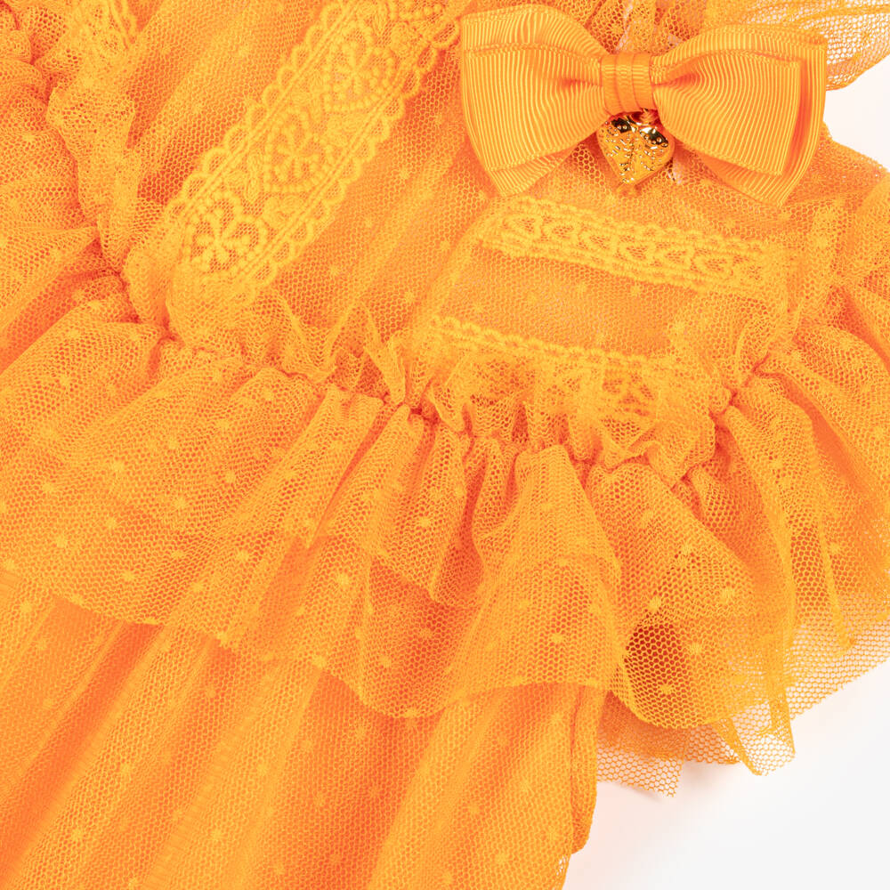 Angel's Face-فستان تول برتقالي فاخر للبنات | Childrensalon Outlet