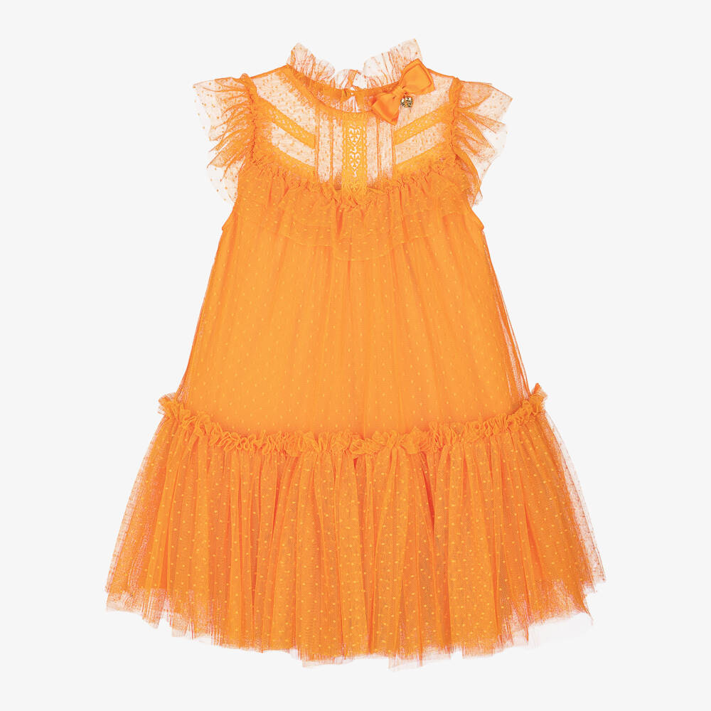 Angel's Face-Girls Festive Tangerine Tulle Gown | Childrensalon Outlet