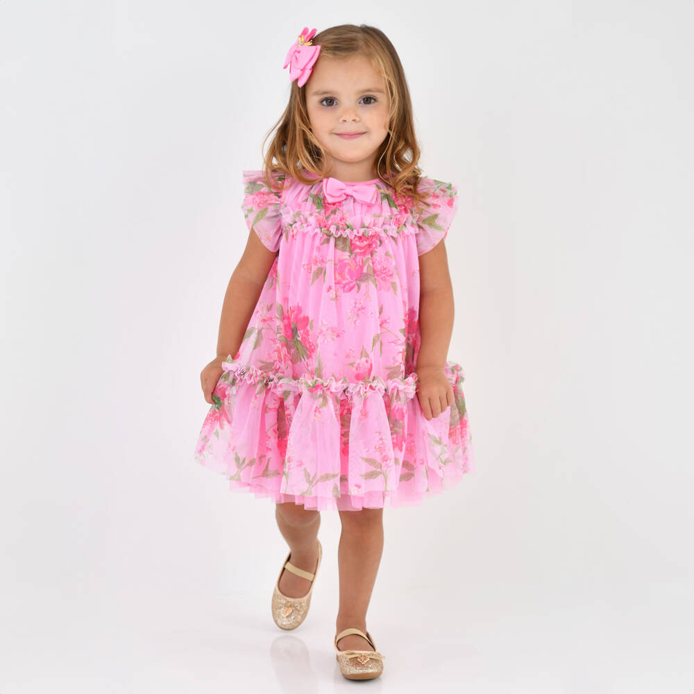 انجلز فيس-فستان زهري مزهر للبنات | Childrensalon Outlet