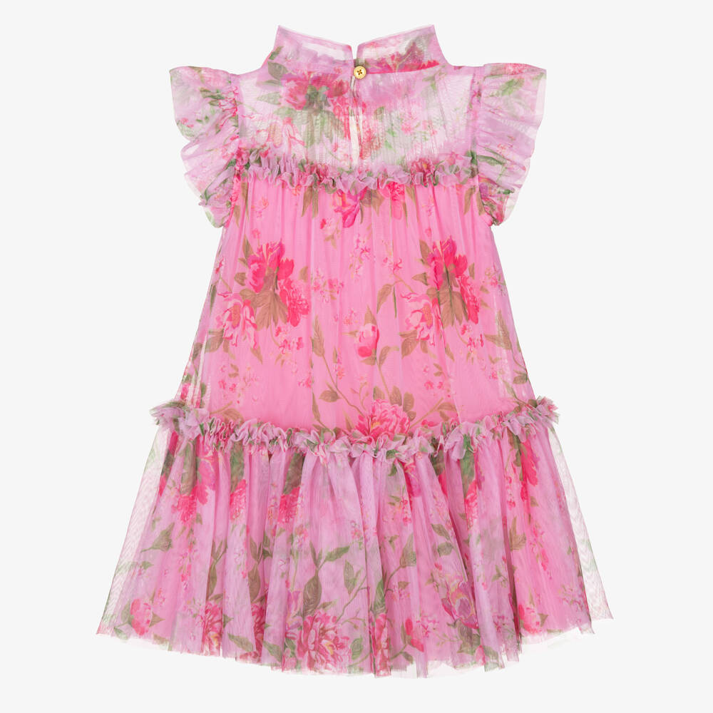 Angel's Face-Girls Floral Pink Tulle Gown | Childrensalon Outlet