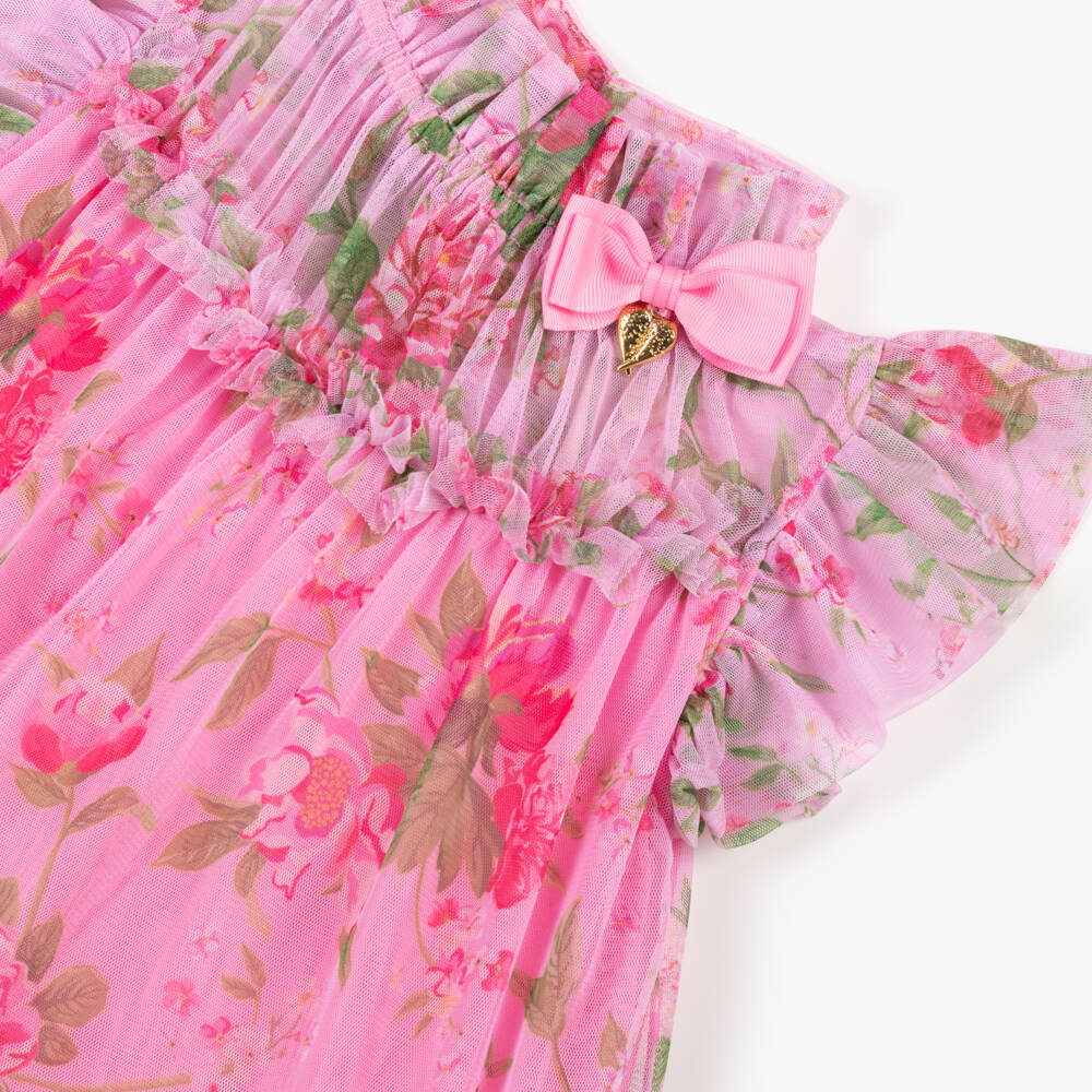 Angel's Face-Girls Floral Pink Tulle Gown | Childrensalon Outlet