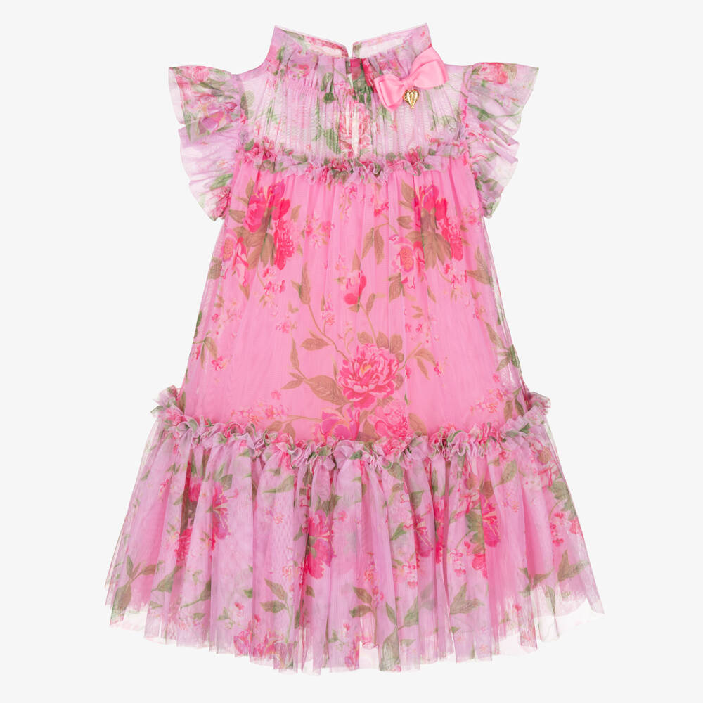 Angel's Face-Платье из розового тюля с цветочным узором для девочек | Childrensalon Outlet