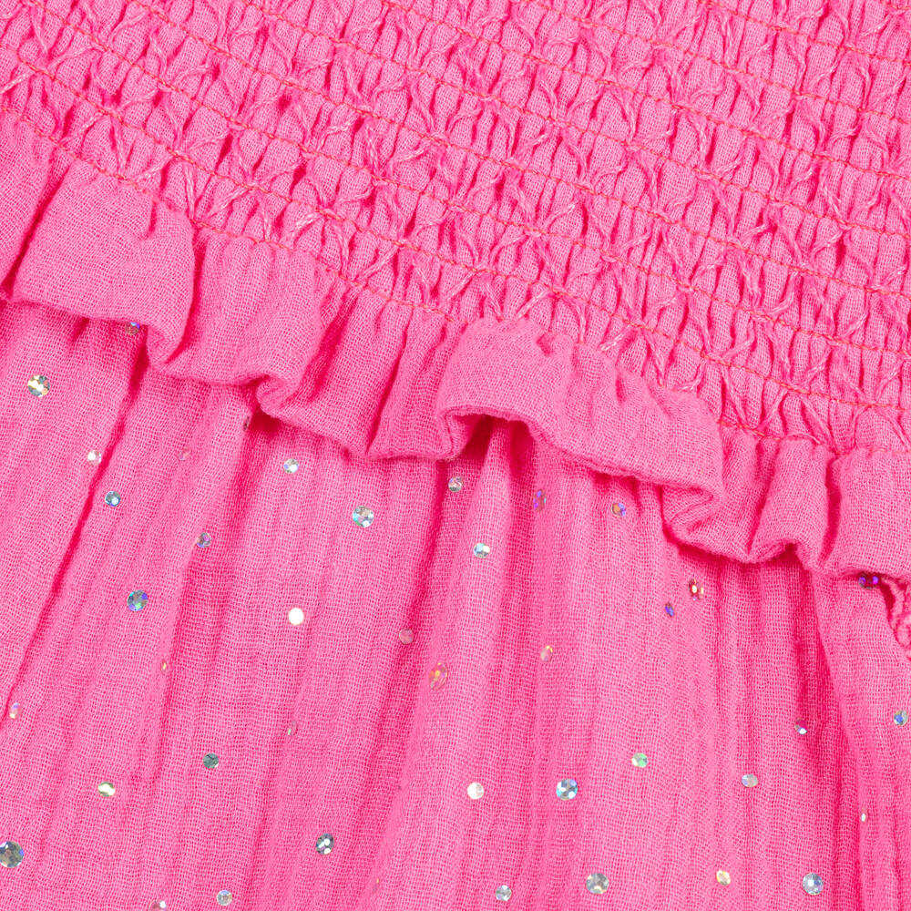 Angel's Face-Girls Fuchsia Sparkle Cotton Romper | Childrensalon Outlet
