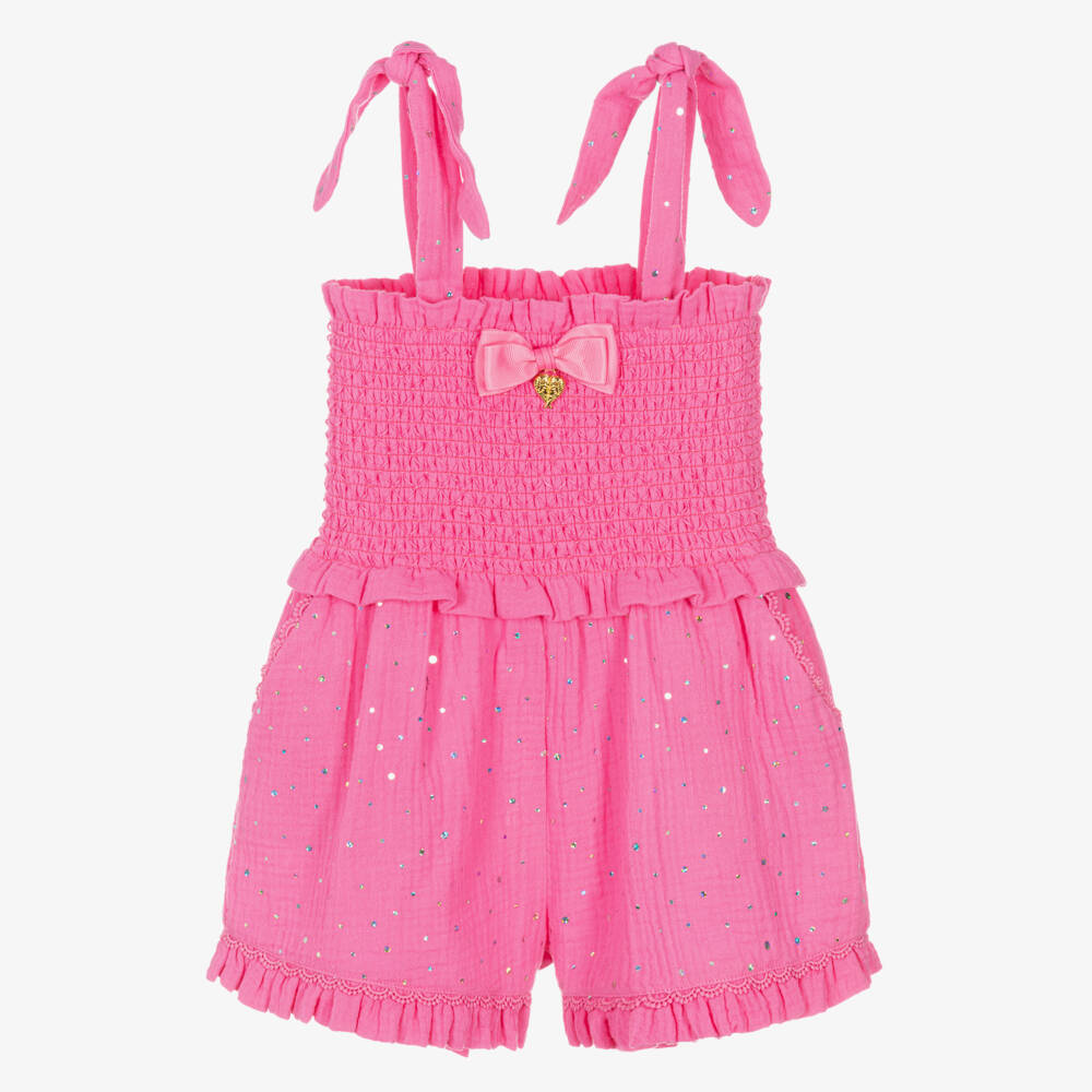 Angel's Face-Girls Fuchsia Sparkle Cotton Romper | Childrensalon Outlet