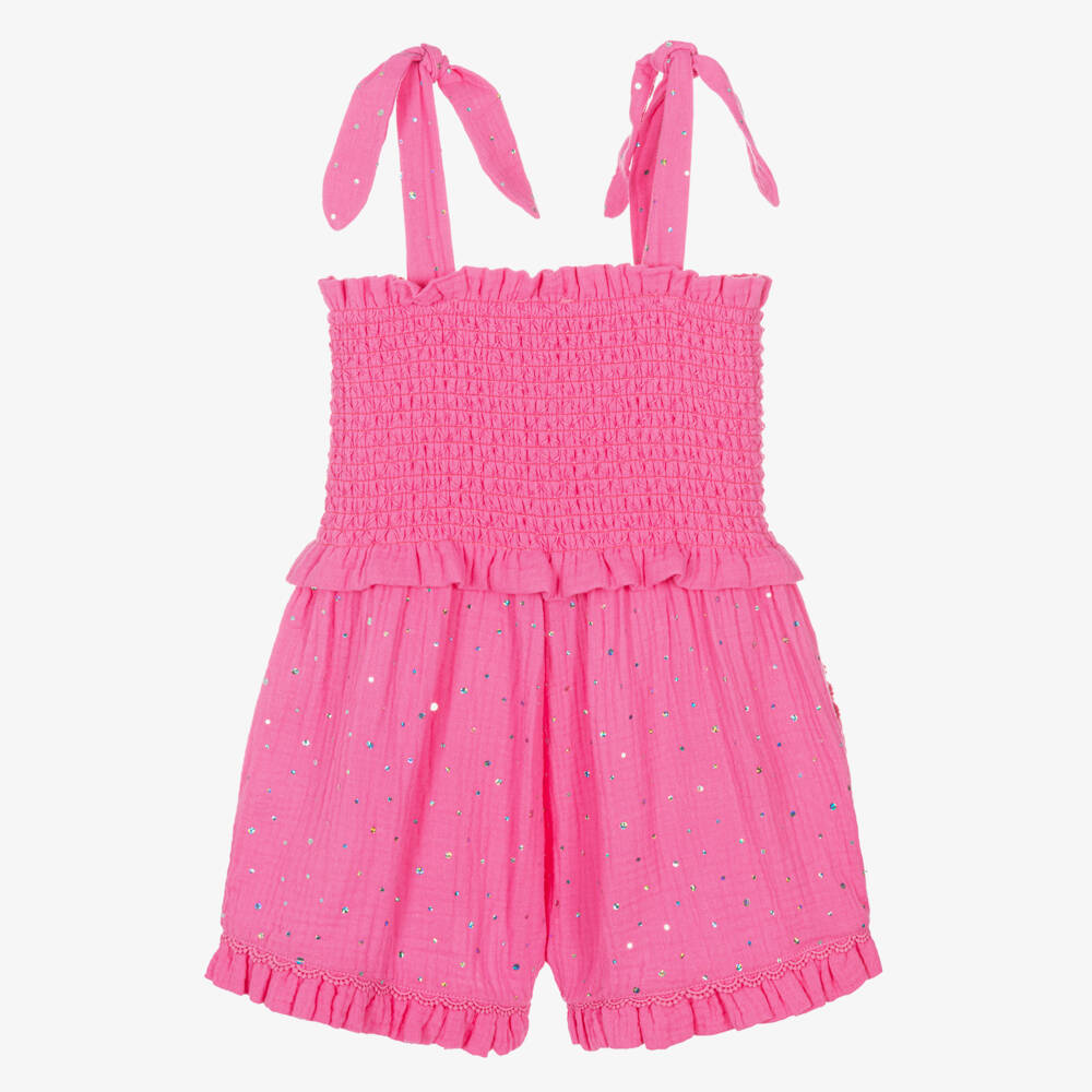 Angel's Face-Girls Fuchsia Sparkle Cotton Romper | Childrensalon Outlet