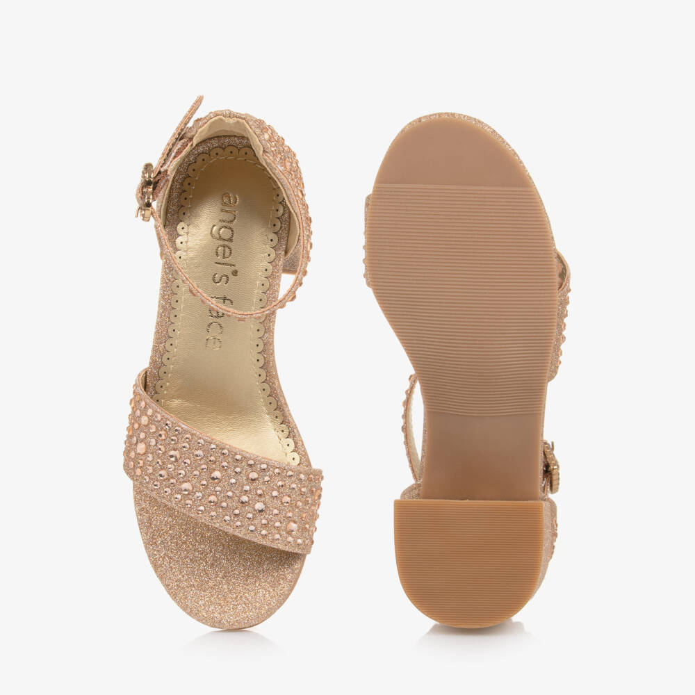 Angel's Face-Girls Glittering Gold Heel Sandals | Childrensalon Outlet