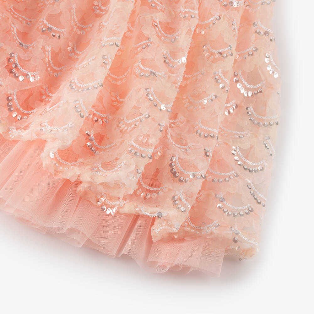 Angel's Face-Girls Glittering Peach Tulle Gown | Childrensalon Outlet