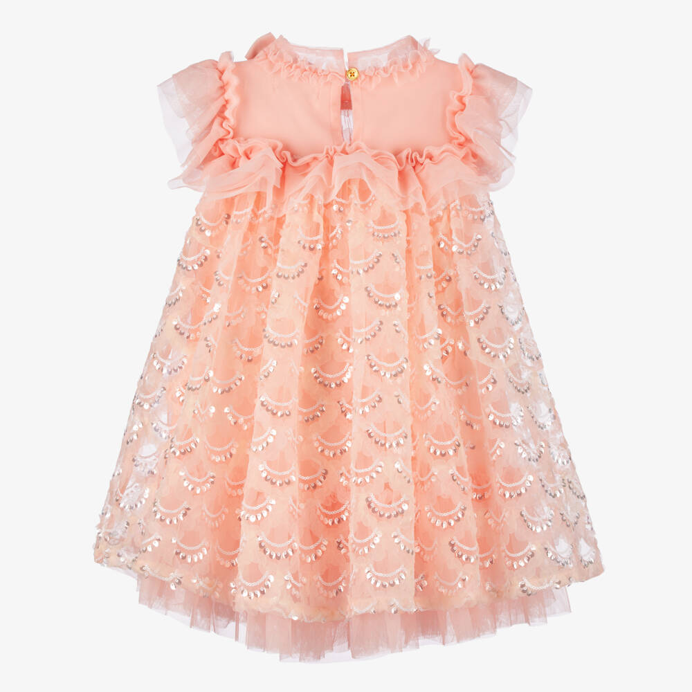 Angel's Face-Girls Glittering Peach Tulle Gown | Childrensalon Outlet