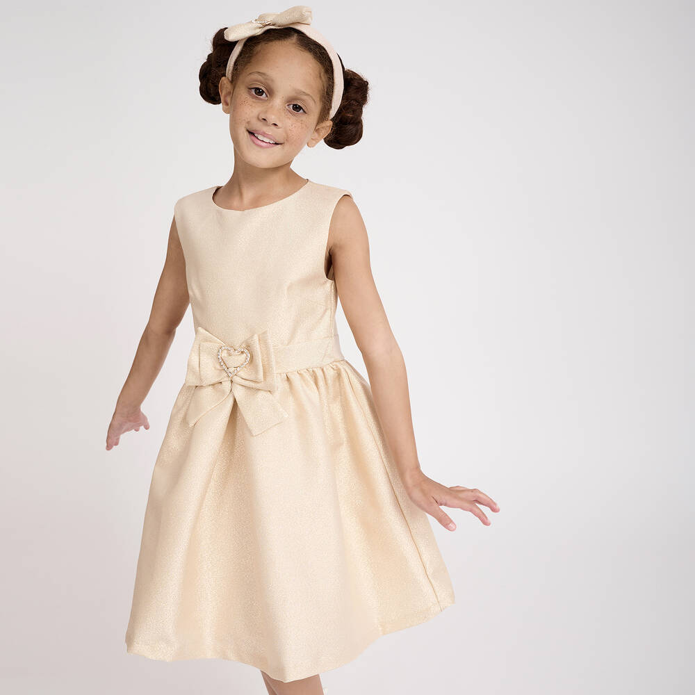 Angel's Face-Girls Glittery Gold Dress  | Childrensalon Outlet
