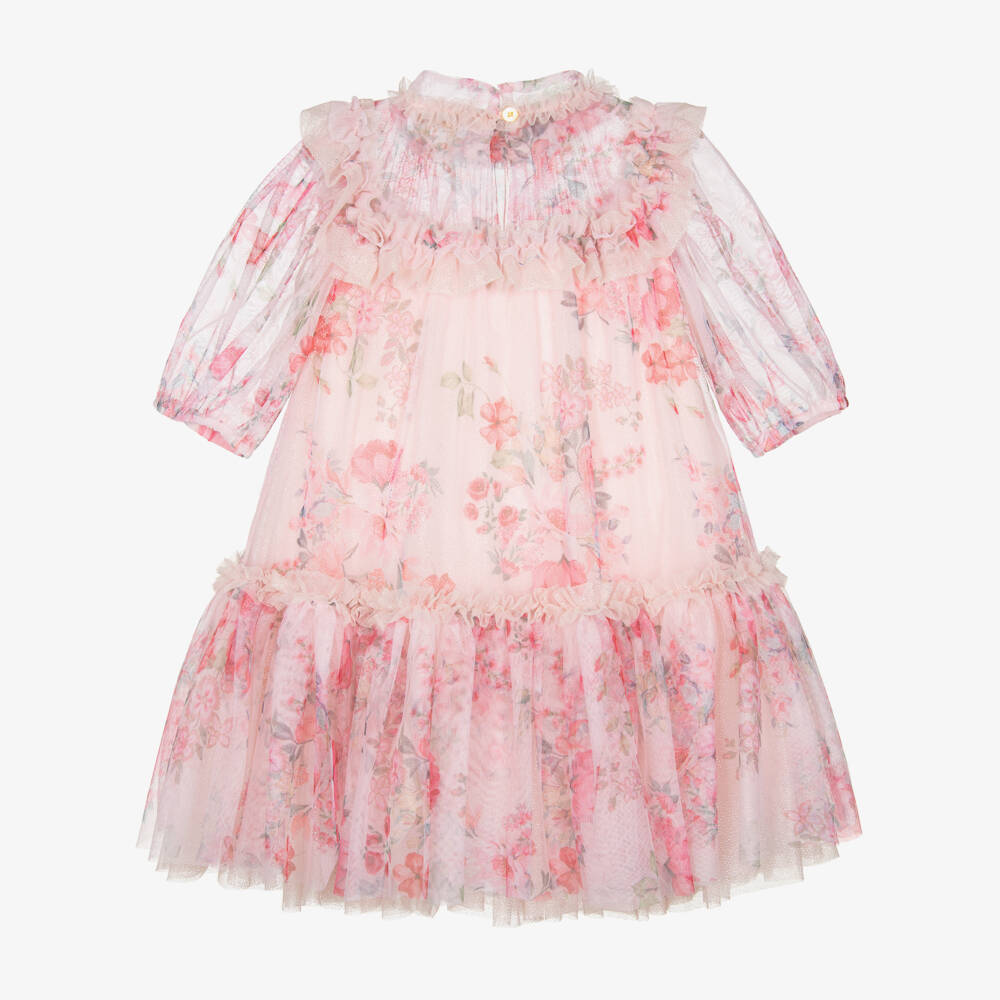 Angel's Face-Розовое платье из тюля с цветочным узором для девочек | Childrensalon Outlet