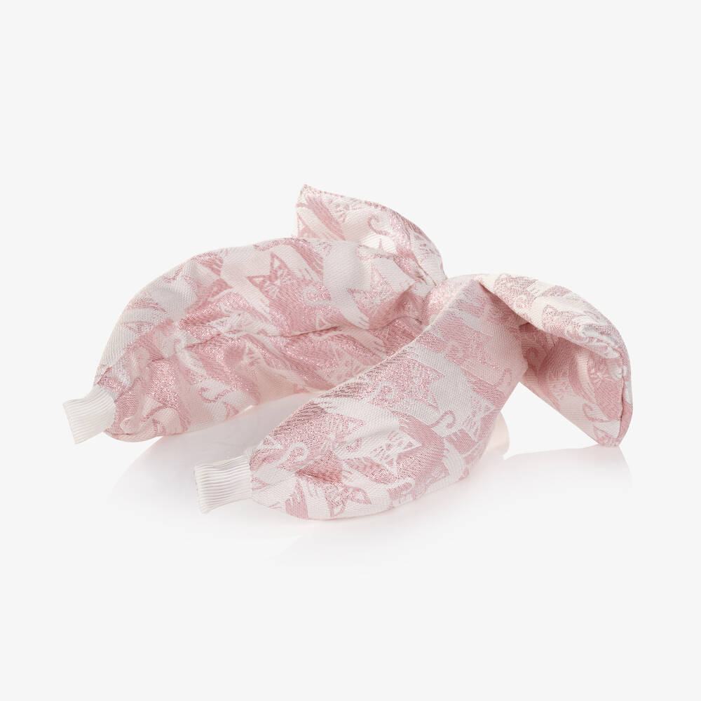 Angel's Face-Girls Glittery Pink & White Cat Jacquard Hairband | Childrensalon Outlet