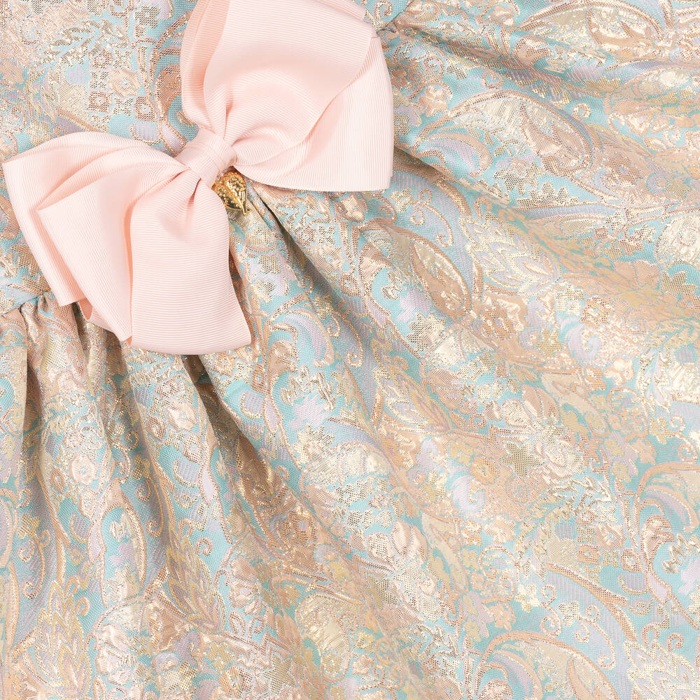 Angel's Face-Girls Gold & Blue Floral Jacquard Dress | Childrensalon Outlet