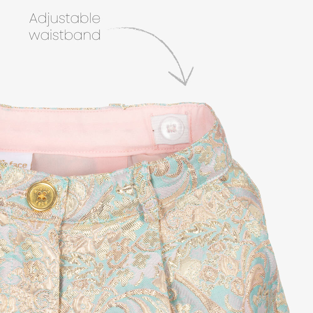 Angel's Face-Girls Gold Floral Jacquard Shorts | Childrensalon Outlet