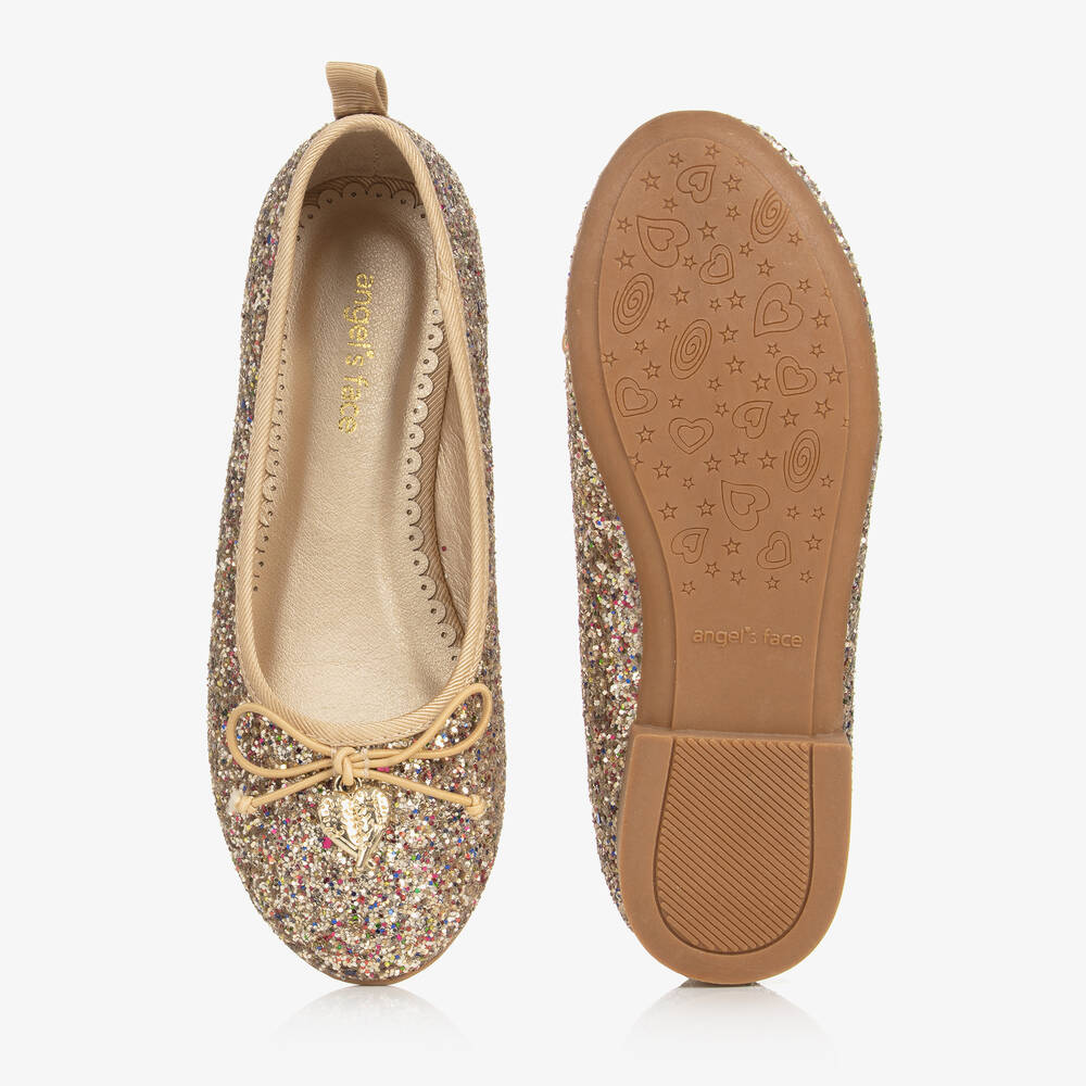 Angel's Face-Girls Gold Glitter Ballerina Shoes | Childrensalon Outlet