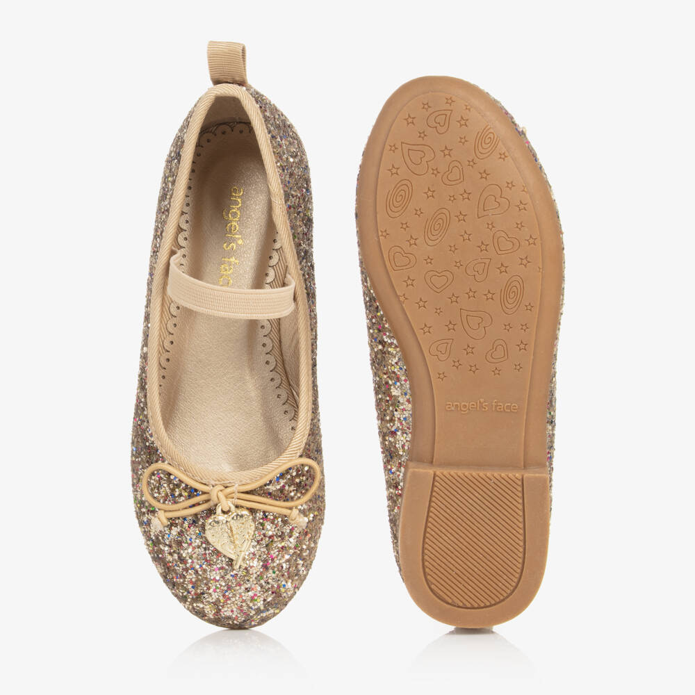 Angel's Face-Girls Gold Glittery Ballerina Flats | Childrensalon Outlet
