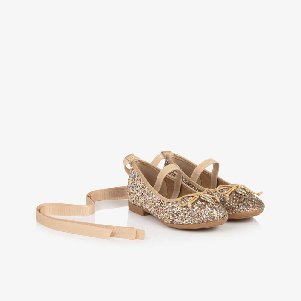 Angel's Face-Girls Gold Glittery Ballerina Flats | Childrensalon Outlet