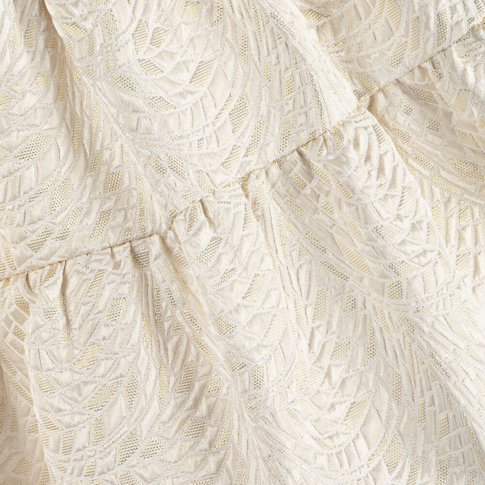 انجلز فيس-فستان بفيونكة جاكار لون ذهبي وعاجي | Childrensalon Outlet