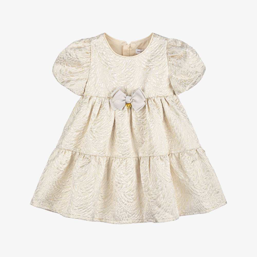 Angel's Face-Girls Gold Jacquard Tiered Dress | Childrensalon Outlet