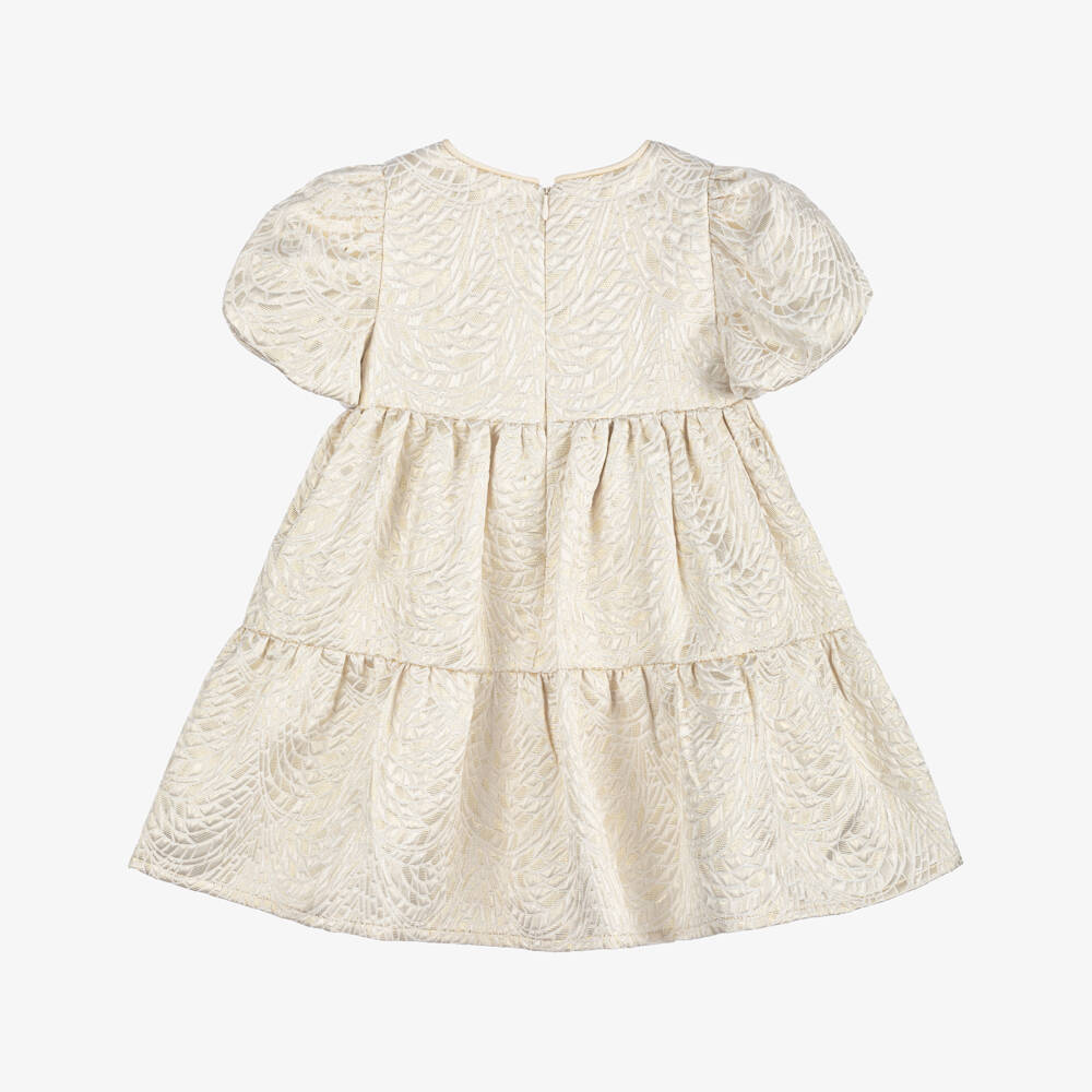 Angel's Face-Girls Gold Jacquard Tiered Dress | Childrensalon Outlet