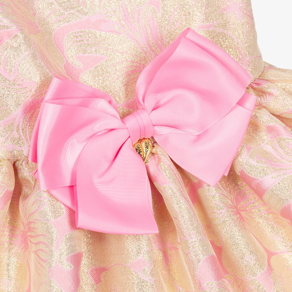 Angel's Face-Girls Gold & Pink Floral Jacquard Dress | Childrensalon Outlet