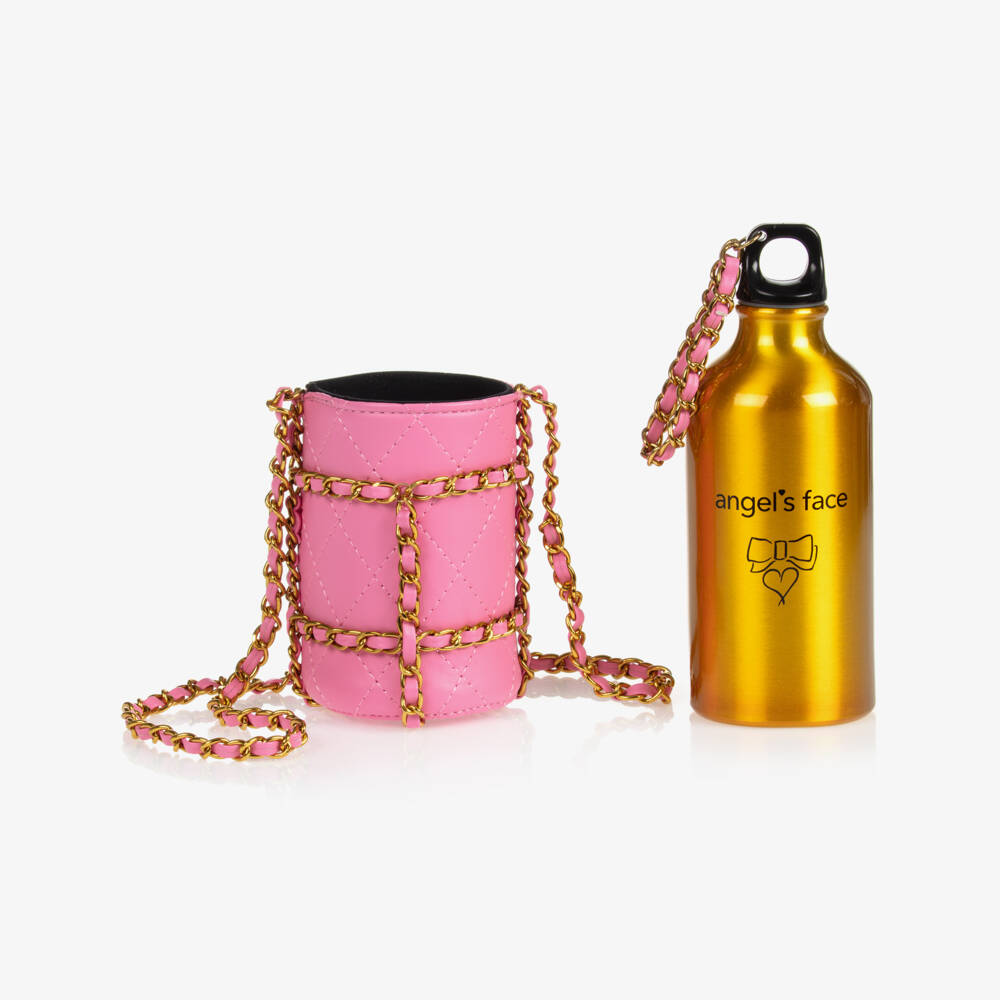 Angel's Face-Girls Gold & Pink Water Bottle | Childrensalon Outlet
