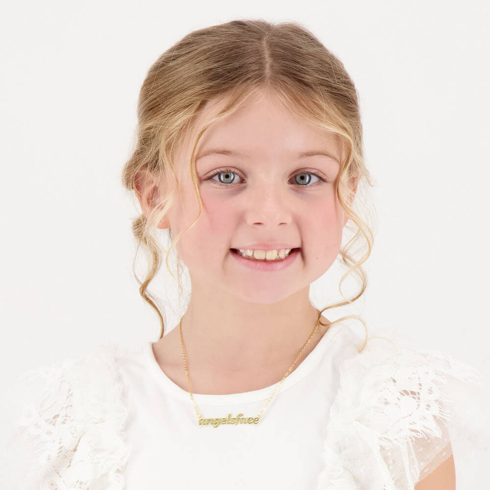 Angel's Face-Girls Gold-Plated Pendant Necklace (42cm) | Childrensalon Outlet