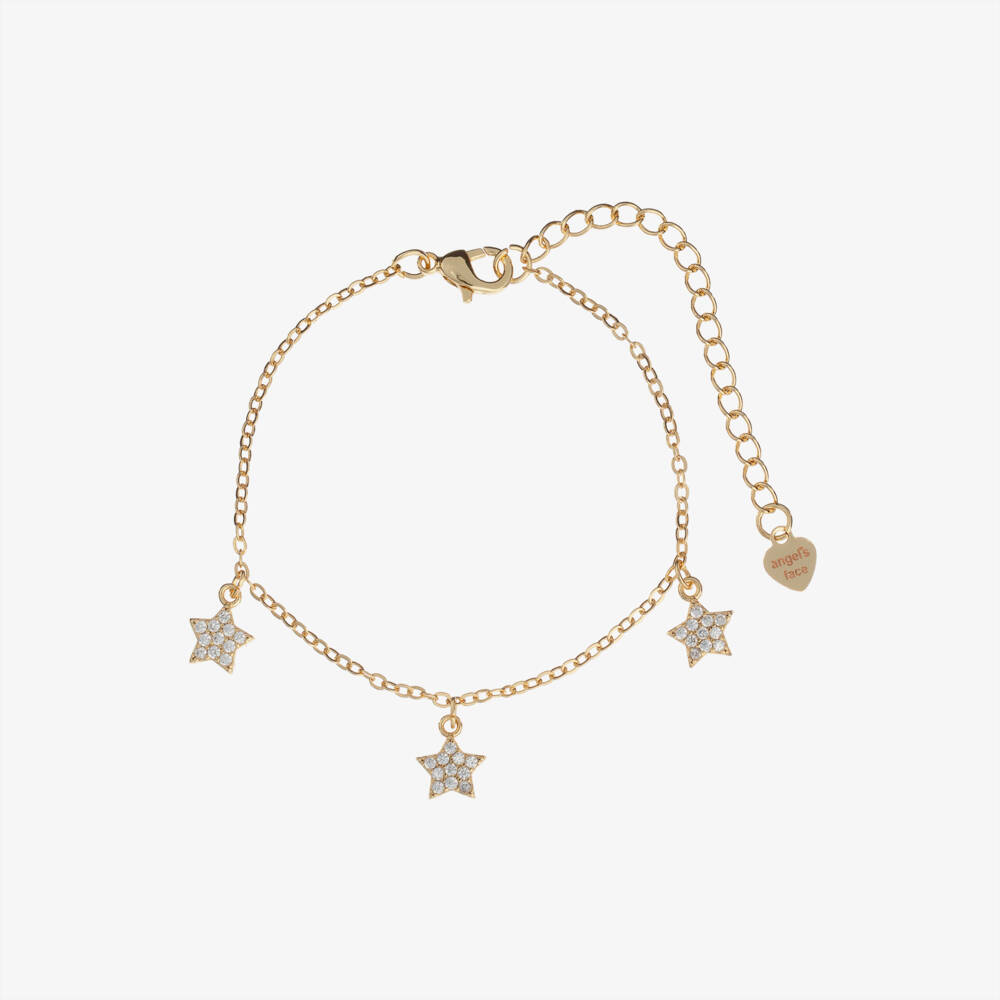 Angel's Face-Girls Gold Plated Star Bracelet (19cm) | Childrensalon Outlet