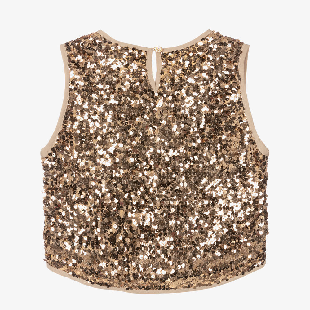 Girls gold sequin store top
