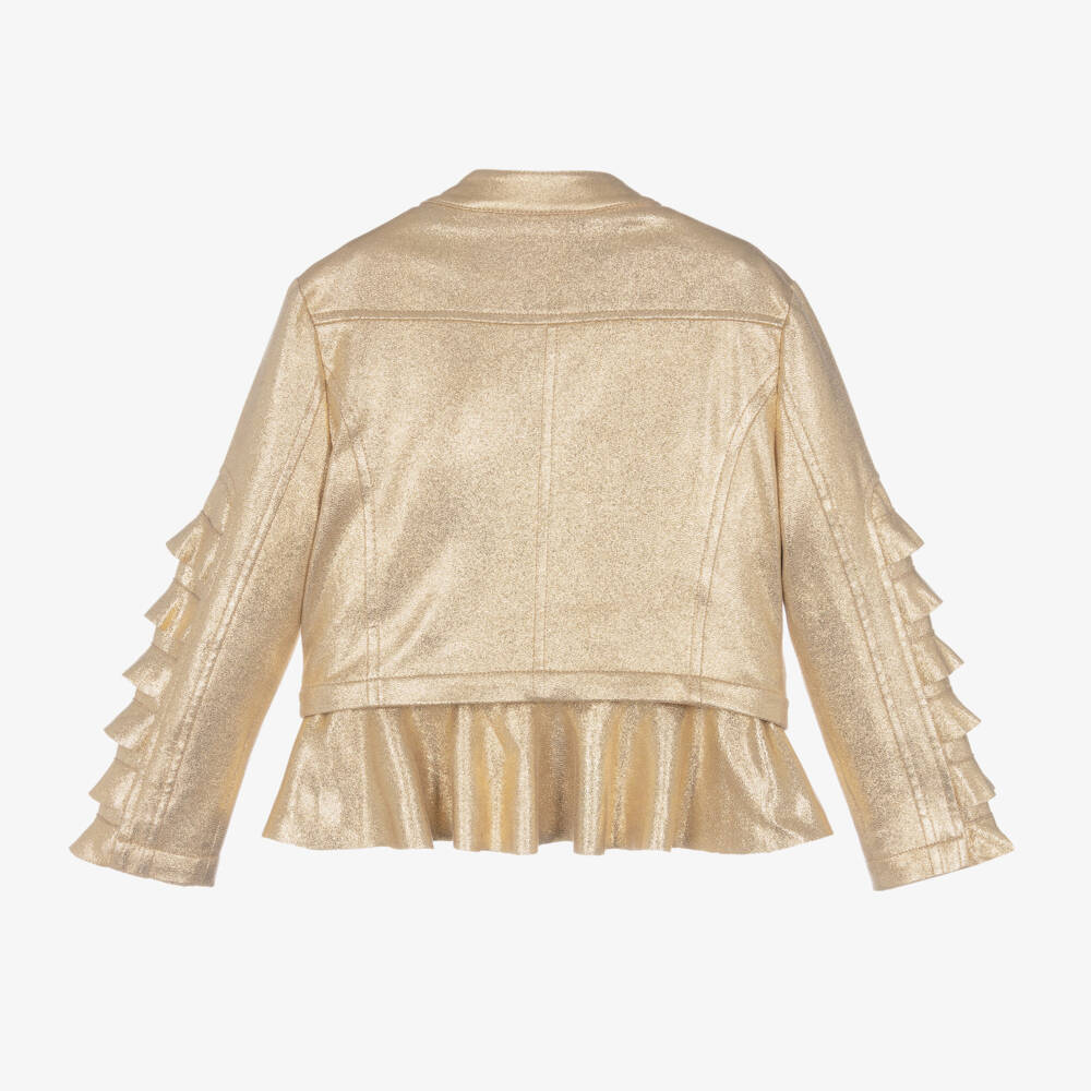 Angel's Face-Girls Gold Shimmer Biker Jacket | Childrensalon Outlet