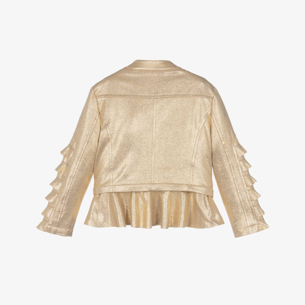 Angel's Face-Girls Gold Shimmer Biker Jacket | Childrensalon Outlet