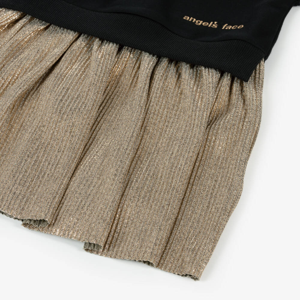 Angel's Face-Girls Gold Sparkle Sweatshirt Dress | Childrensalon Outlet