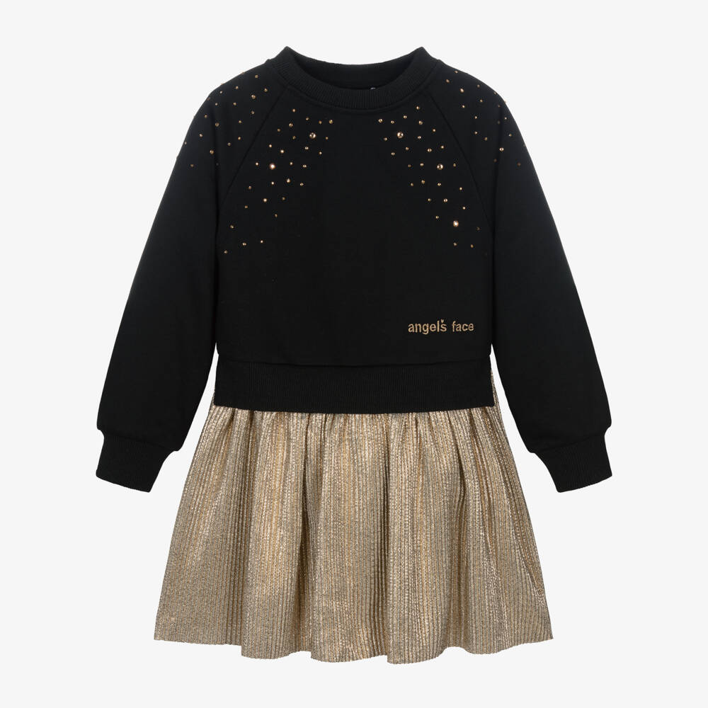 Angel's Face-Girls Gold Sparkle Sweatshirt Dress | Childrensalon Outlet